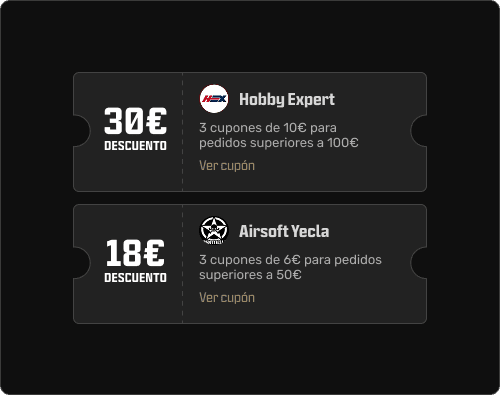 Cupões de desconto da Hobby Expert e da Airsoft Yecla na app da Plairsoft
