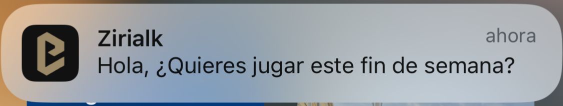 Notificação de uma mensagem de chat da Plairsoft no ecrã do telemóvel