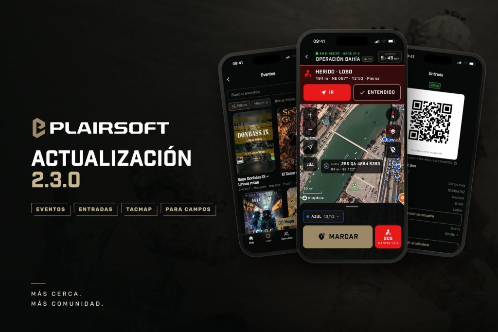 Plairsoft, actualización 2.3.0: eventos, entradas, TacMap y novedades para campos